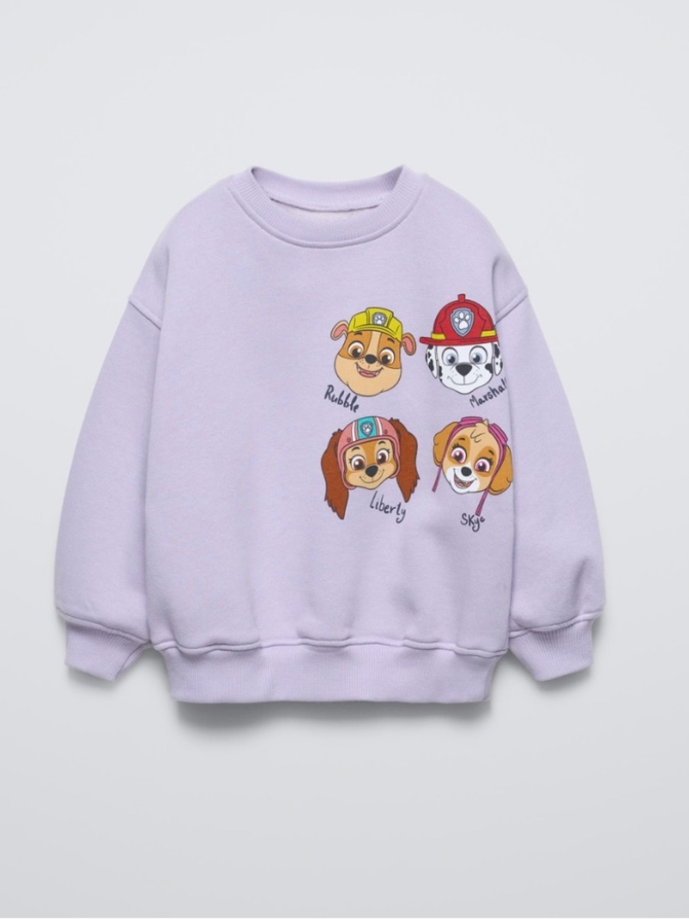 NWOT ZARA Lilac Pullover Sweatshirt With Paw Patrol Character Print
